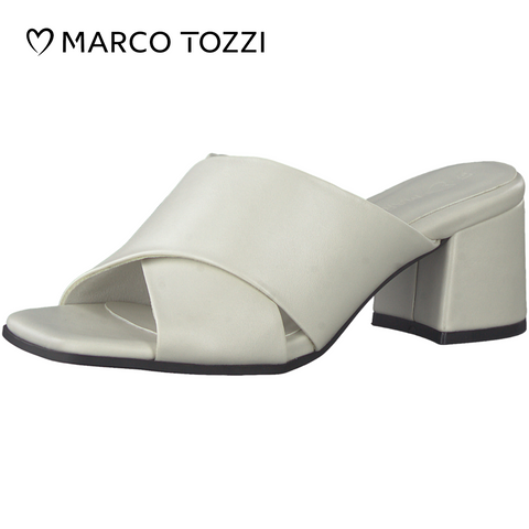 Marco Tozzi Mules Με Χοντρό Τακούνι Σε Κρέμ Χρώμα BOURLIS Shoes - Accessories