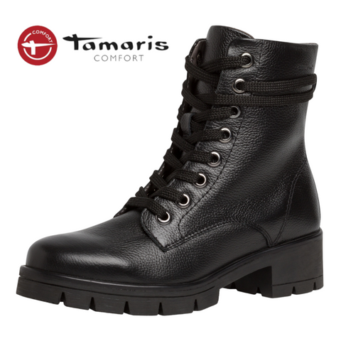 Tamaris Comfort Ανατομικά Δερμάτινα Γυναικεία Αρβυλάκια Σε Μαύρο Χρώμα