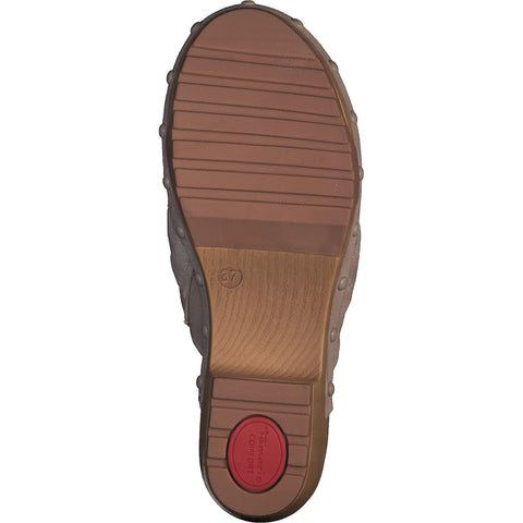 Tamaris Ανατομικό Δερμάτινα Mules με Χοντρό Χαμηλό Τακούνι σε Μπεζ Χρώμα BOURLIS Shoes - Accessories