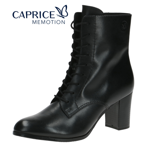 Caprice Δερμάτινα Γυναικεία Μποτάκια Αστραγάλου Σε Μαύρο Χρώμα BOURLIS Shoes - Accessories