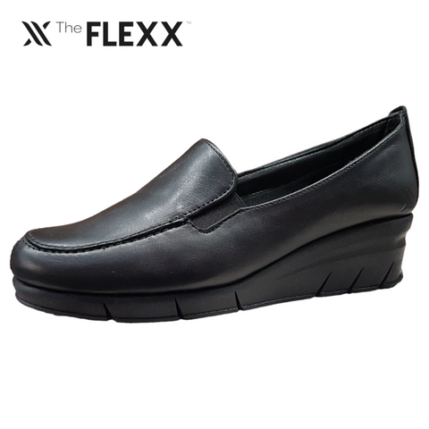 The Flexx Δερμάτινα Ανατομικά Μοκασίνια σε Μαύρο Χρώμα
