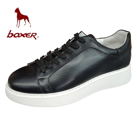 Boxer Ανδρικά Δερμάτινα Sneakers Σε Μαύρο Χρώμα