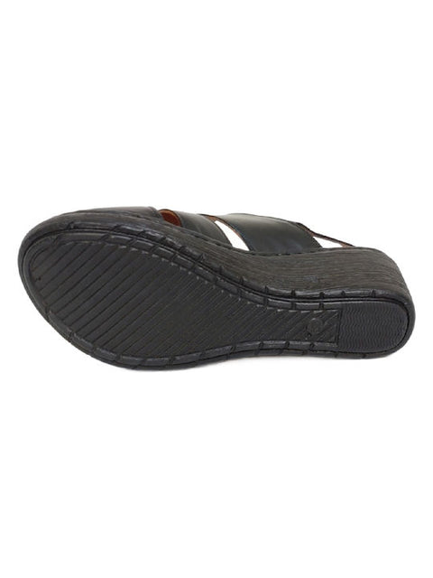 Boxer Ανατομικές Δερμάτινες Πλατφόρμες Σε Μαύρο Χρώμα BOURLIS Shoes - Accessories