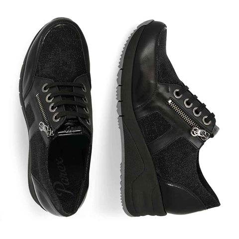 PAREX Δερμάτινα Ανατομικά Sneakers σε Μαύρο Χρώμα PAREX
