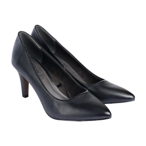 S.oliver Δερμάτινες Γυναικείες Γόβες Σε Μαύρο Χρώμα BOURLIS Shoes - Accessories